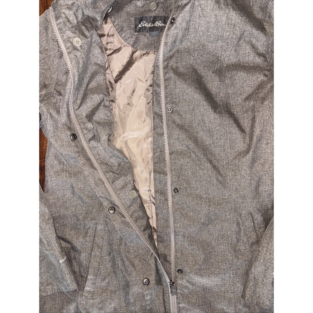 Eddie Bauer Women's L Waterproof Hooded Jacket Gray rain wind - Picture 4 of 10